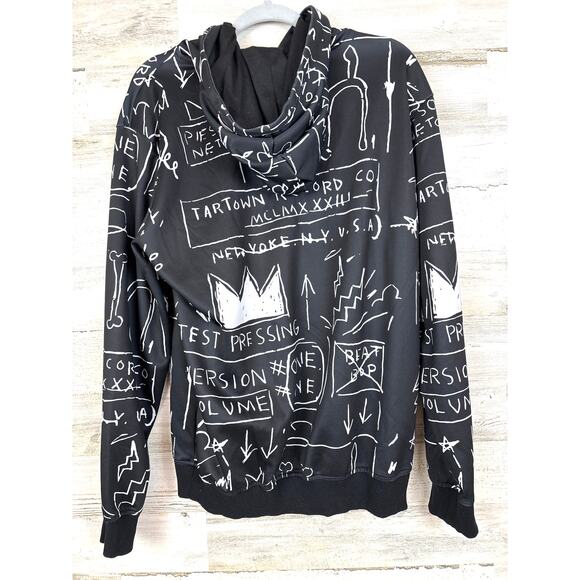 Reason Mens M Black White Jean-Michel Basquiat Graphic Pullover Hoodie NEW - Picture 2 of 4